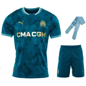 Marseille Kids' 2024/25 Away Jersey Set - Blue
