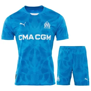 Marseille Kids' 2024/25 Blue Goalkeeper Jersey and Shorts Set
