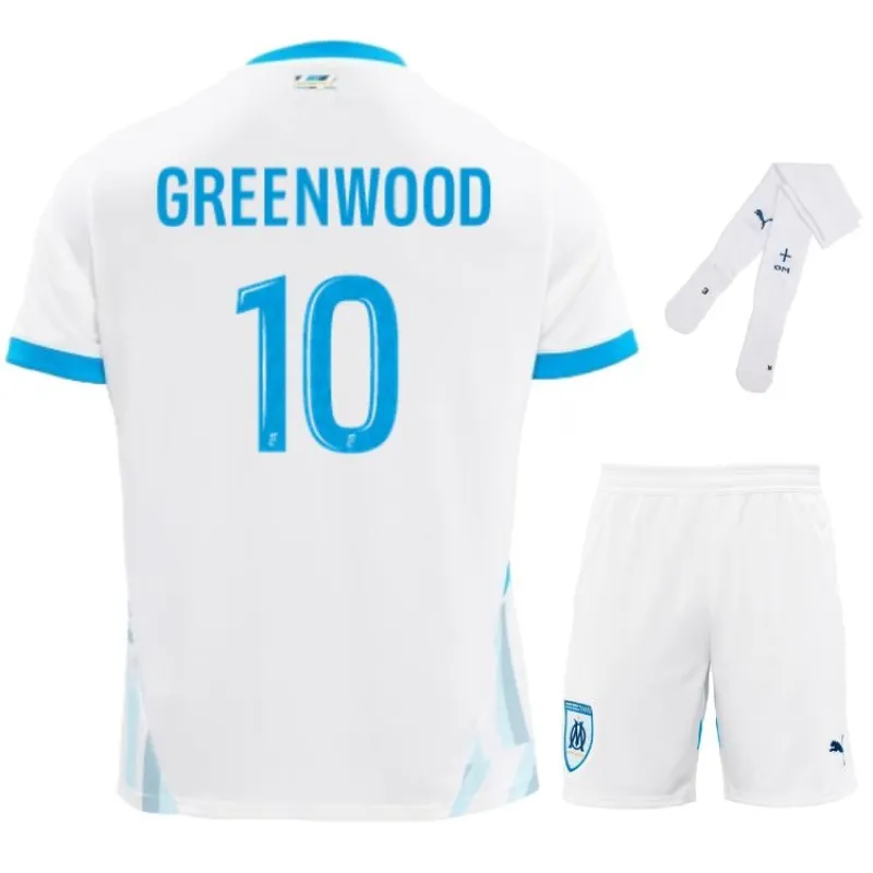 Set di maglia per bambini di casa 2024/25 di GREENWOOD Marsiglia - Bianco