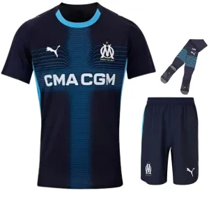 Kit bambino di trasferta dell'Olympique de Marseille 2025/26 - Blu