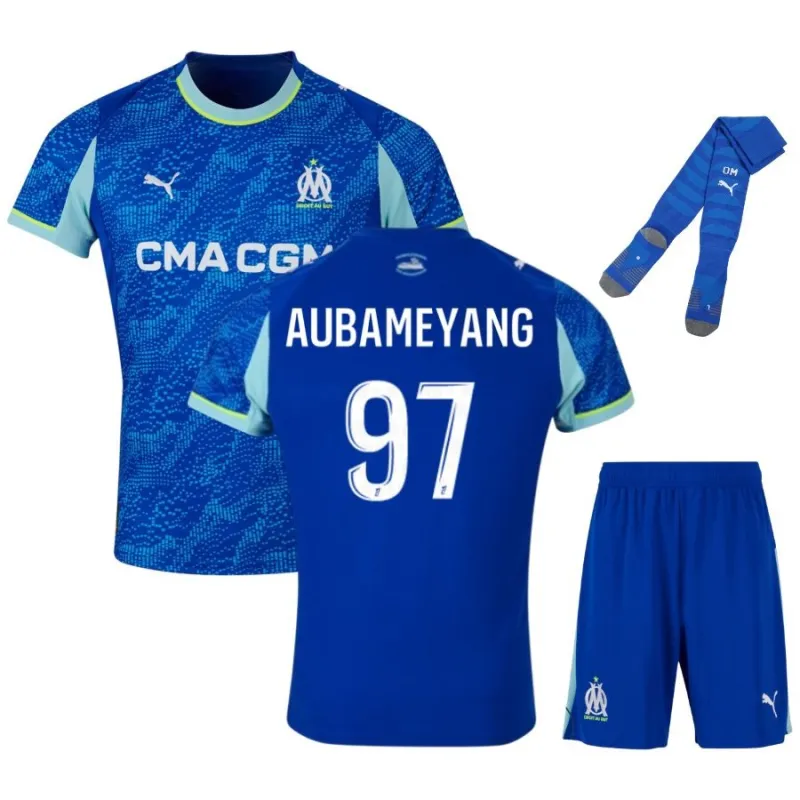 Marseille AUBAMEYANG 2025/26 Troisième Kit Enfant - Bleu