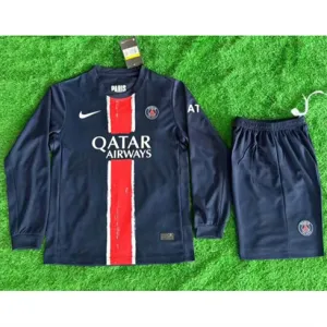 Paris Saint-Germain Kinder Langarmtrikot und Shorts 2024/25 Heimspiel - Blau
