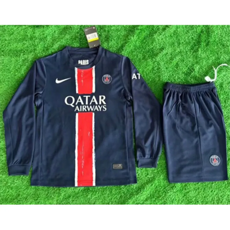Paris Saint-Germain Kinder Langarmtrikot und Shorts 2024/25 Heimspiel - Blau