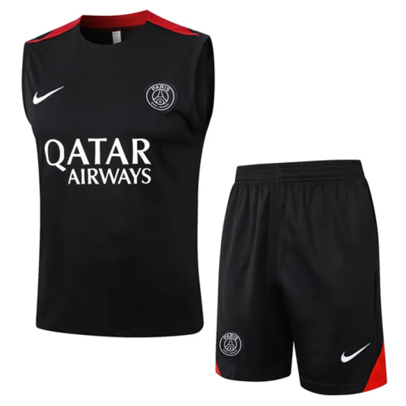 Conjunto de pantalones cortos y chaleco de Paris Saint-Germain 2024/25 - Negro
