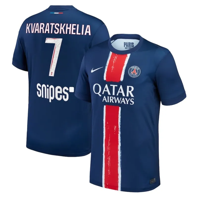 Khvicha Kvaratskhelia's Paris Saint-Germain 2024/25 Home Kit - Blue/Red