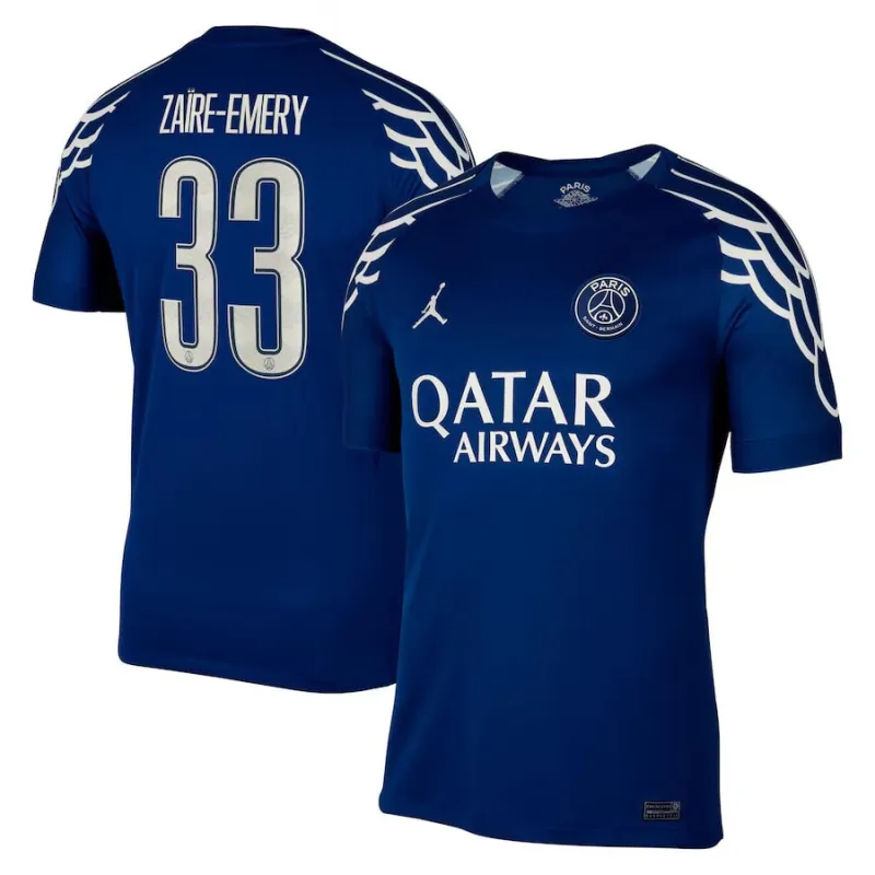 Maillot de quatrième choix de Paris Saint - Germain 2024/25 du joueur Zacharie Emery - Bleu
