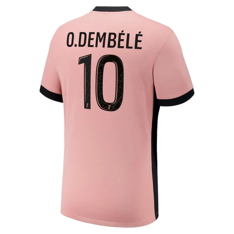 Jeu de troisième kit 2024/25 pour enfants de Paris Saint - Germain du joueur Ousmane Dembélé - Rose