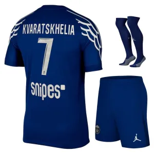 Paris Saint - Germain 2024/25 Vierter Kinderstrikot - Set - Blau von Khvicha Kvaratskhelia