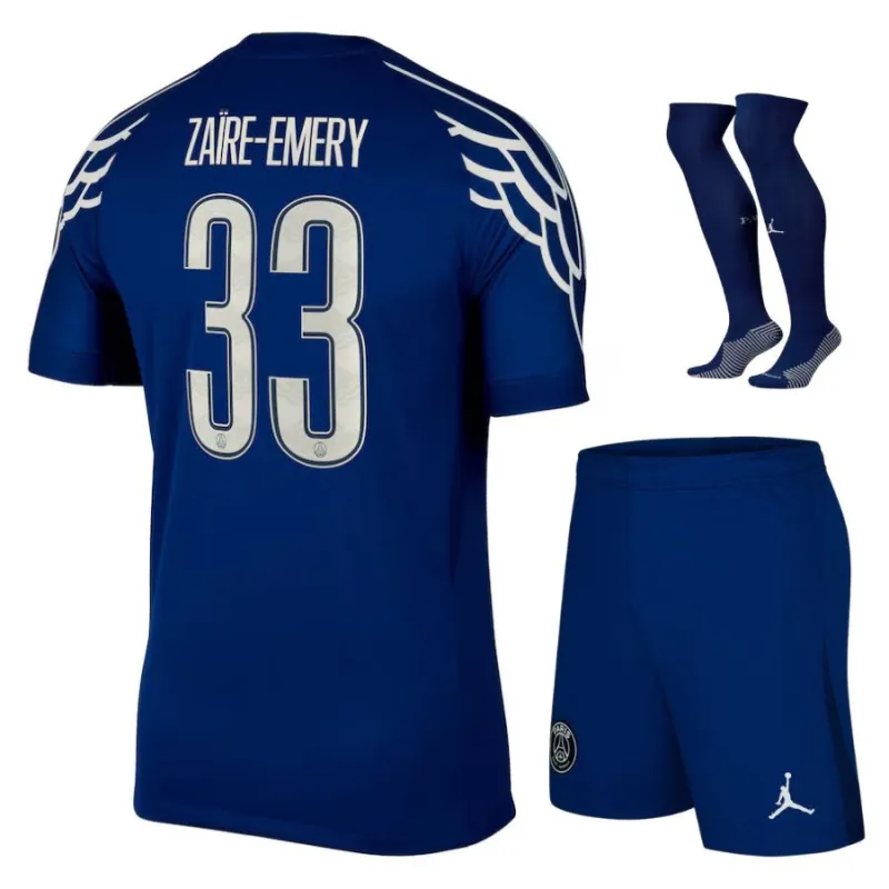 Jeu de quatrième kit 2024/25 pour enfants de Paris Saint - Germain du joueur Zaire - Emery's - Bleu