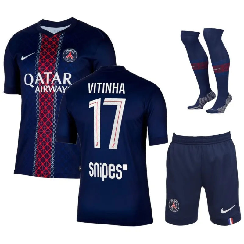 Paris Saint-Germain VITINHA Enfants 2025/26 Kit domicile - Bleu/Rouge