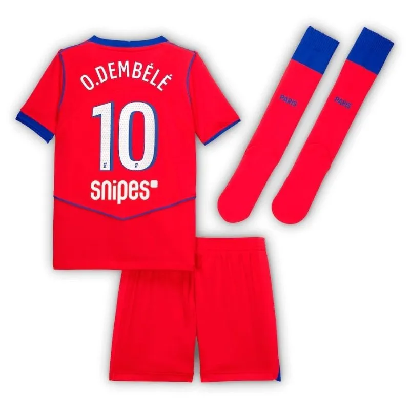 Paris Saint-Germain O.DEMBELE 2025/26 Kids Third Kit Jersey - Red