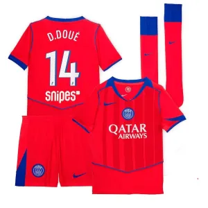 Paris Saint-Germain D.DOUE 2025/26 Kids Third Kit Jersey - Red