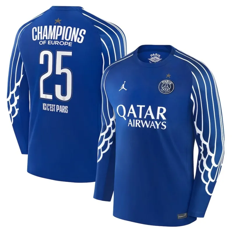 PSG 2025/26 UCL  Maillot Quatrième Manche Longue Bleu