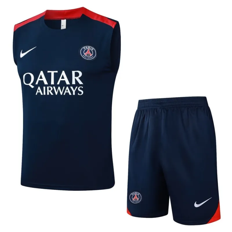 Conjunto de Pantalones Cortos y Camiseta sin Mangas Paris Saint-Germain 2025/26 - Azul/Rojo