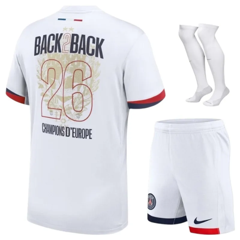 Maillot PSG Ensemble Enfant Extérieur 2025/26 2 Étoiles Champion Europe