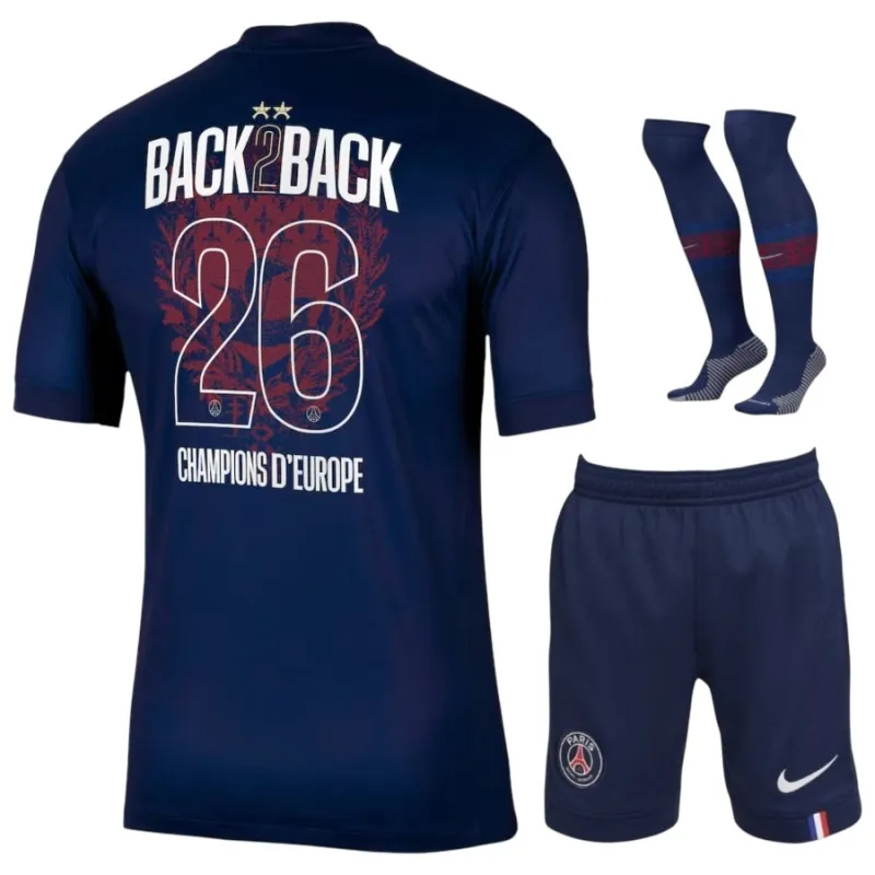 PSG Heim Kinder Set Trikot 2025/26 2 Sterne Europameister