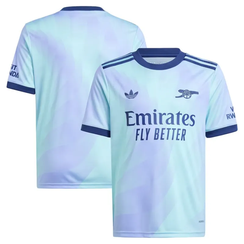 Arsenal 2024/25 Kinder Drittes Trikot - Fan-Version (Aquamarinblau)