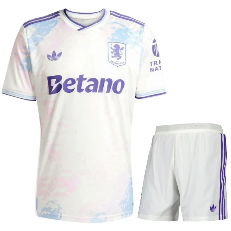 Aston Villa 2025/26 Third Kids Jersey + Shorts - White