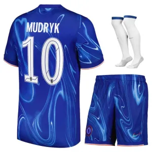 L'insieme di maglie per bambini di casa di Chelsea 2024/25 di Mudryk - Blu