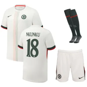 Set di maglia bambini in trasferta del Chelsea NKUNKU 2025/26 - Bianco