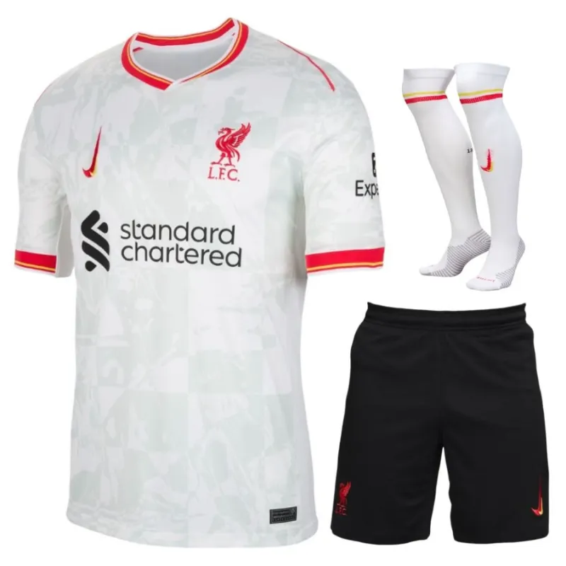 Liverpool's 2024/25 Third Kids' Jersey Set - White