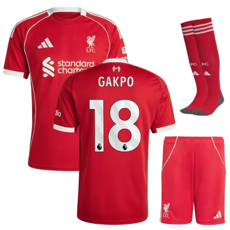 Liverpool Cody Gakpo 2025/26 Kids Home Soccer Jersey Set