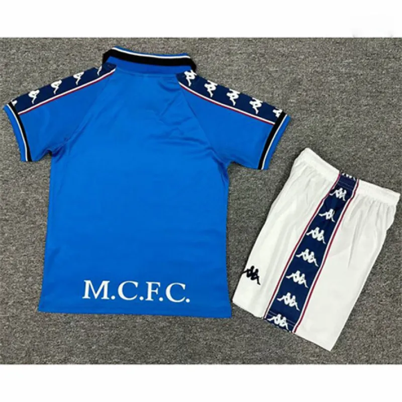 Manchester City 1997/98 Kids Home Retro Jersey - Blue