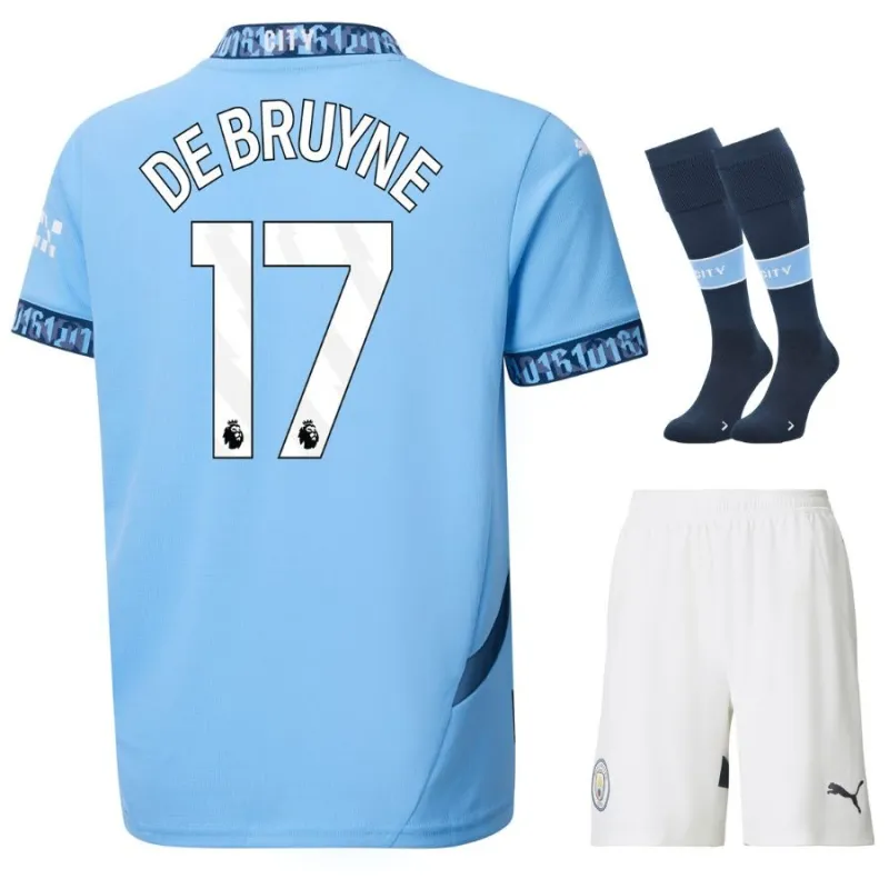 DEBRUYNE Manchester City Kids' Home Jersey Set 2024/25 - Blue