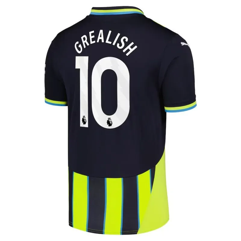 GREALISH Manchester City Kids' Away Jersey Set 2024/25 - Black/Green