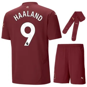 HAALAND Manchester City Kids' Third Jersey Set 2024/25 - Burgundy