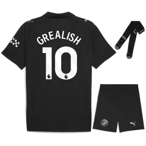 Manchester City GREALISH 2025/26 Away Kids' Jersey Set - Black