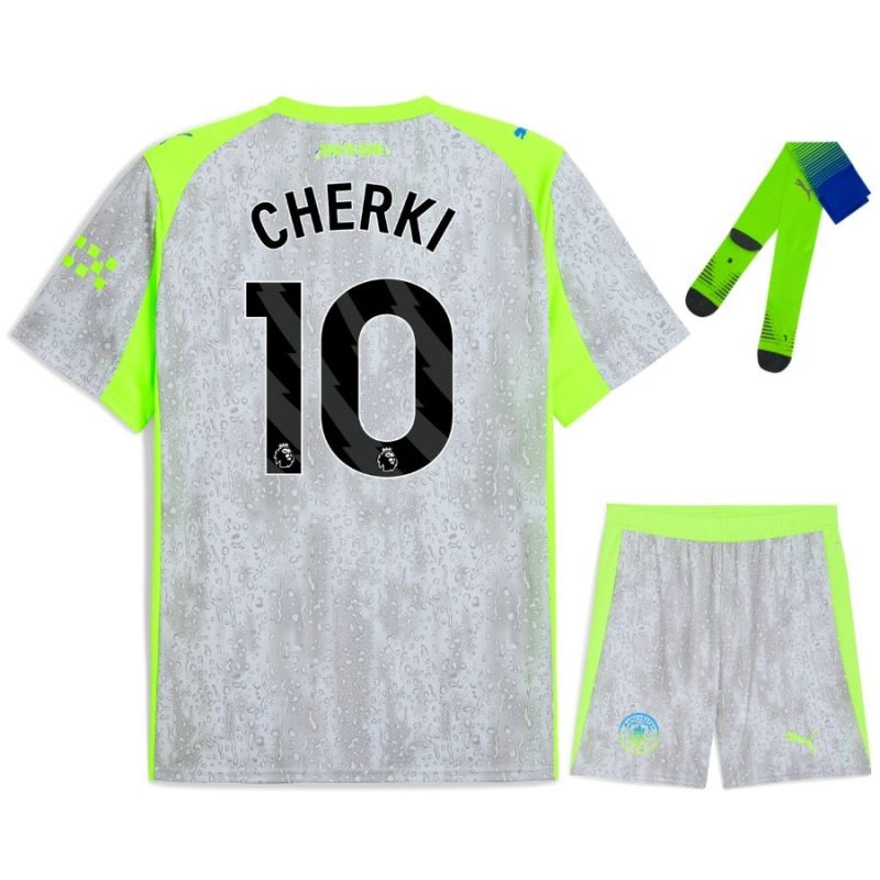 Manchester City CHERKI 2025/26 Third Kids Jersey Set - Grey