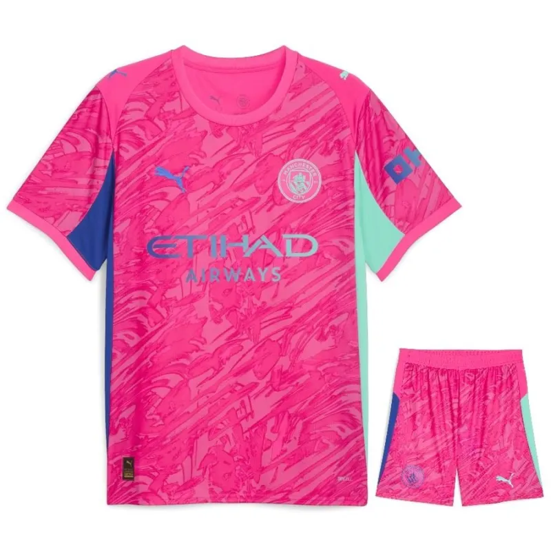 Manchester City 2025/26 Kids Goalkeeper Kit + Shorts - Pink