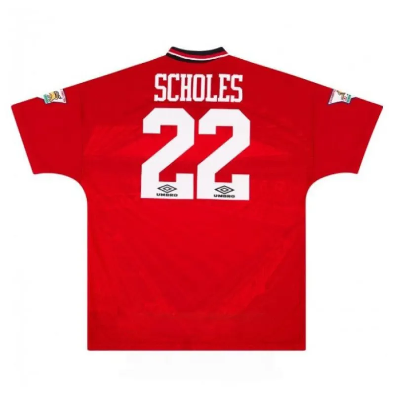 Manchester United SCHOLES 1994 1996 Retro Home Jersey - Red