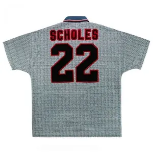 Manchester United SCHOLES 1995-1996 Retro Away Jersey - Gray
