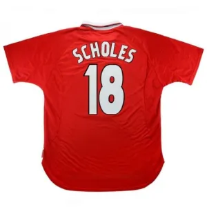Manchester United SCHOLES 1999/00 Retro Home Jersey - Red