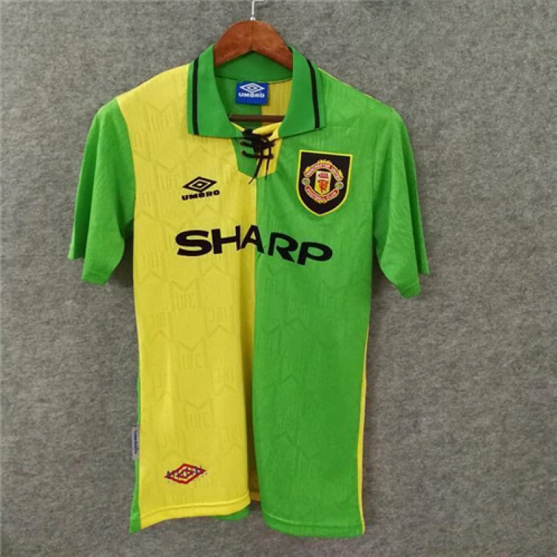 Manchester United 1992 - 94 Away Retro Jersey - Green/Yellow