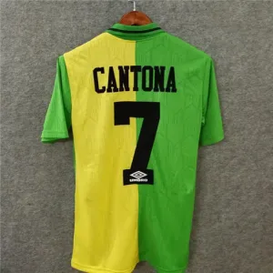 Eric Cantona's 1992 - 94 Manchester United Away Retro Jersey - Green/Yellow