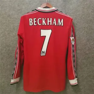 David Beckham's 1998 - 99 Manchester United Home Long Sleeve Retro Jersey - Red