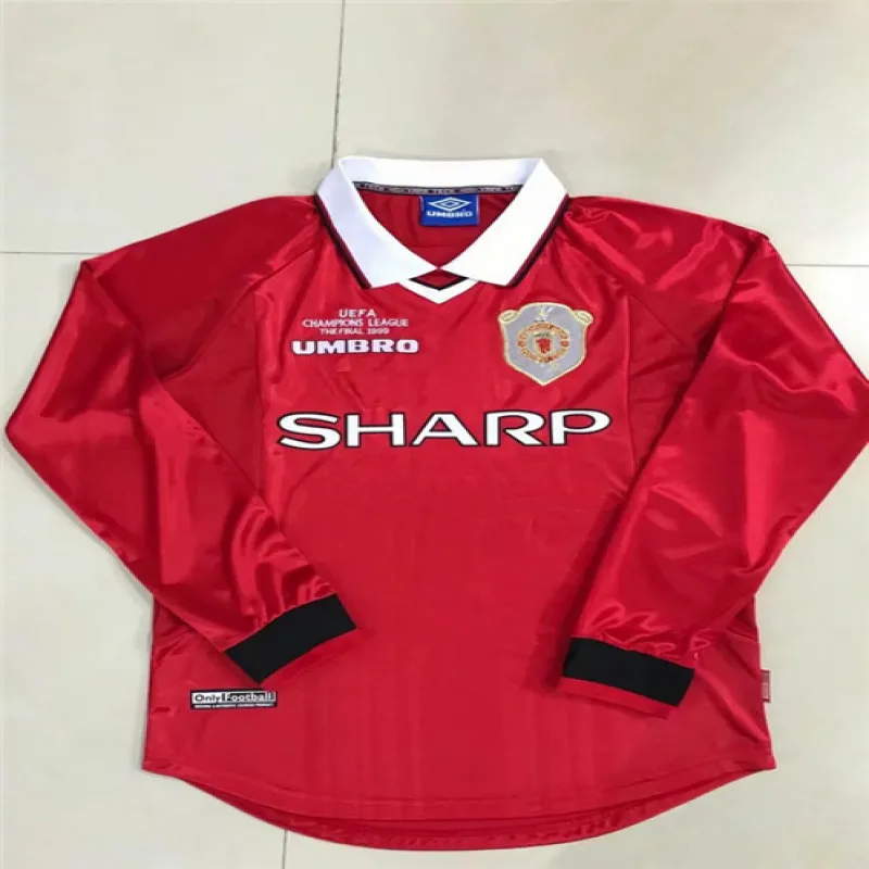 Manchester United 1999 UEFA Champions League Final Long Sleeve Retro Jersey - Red