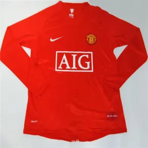 Manchester United 2007/08 UEFA Champions League Final Long Sleeve Retro Jersey - Red
