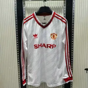 Manchester United 1986 Away White Retro Long-Sleeve Jersey