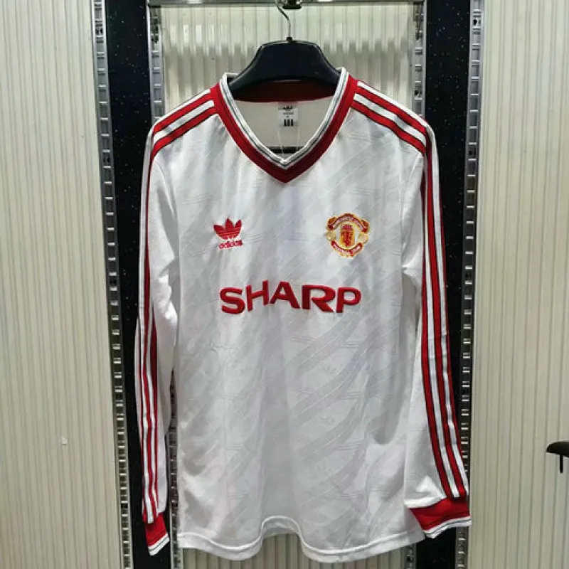 Manchester United 1986 Away White Retro Long-Sleeve Jersey