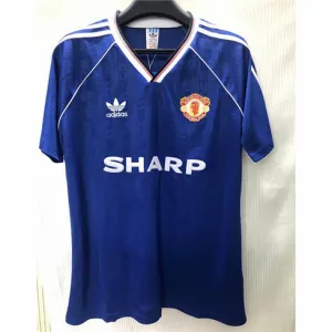 Manchester United 1988 Auswärts - Blau Retro - Langärmel - Trikot