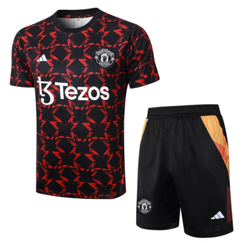 Manchester United Training Jersey + Shorts 2024/25 Black/Red