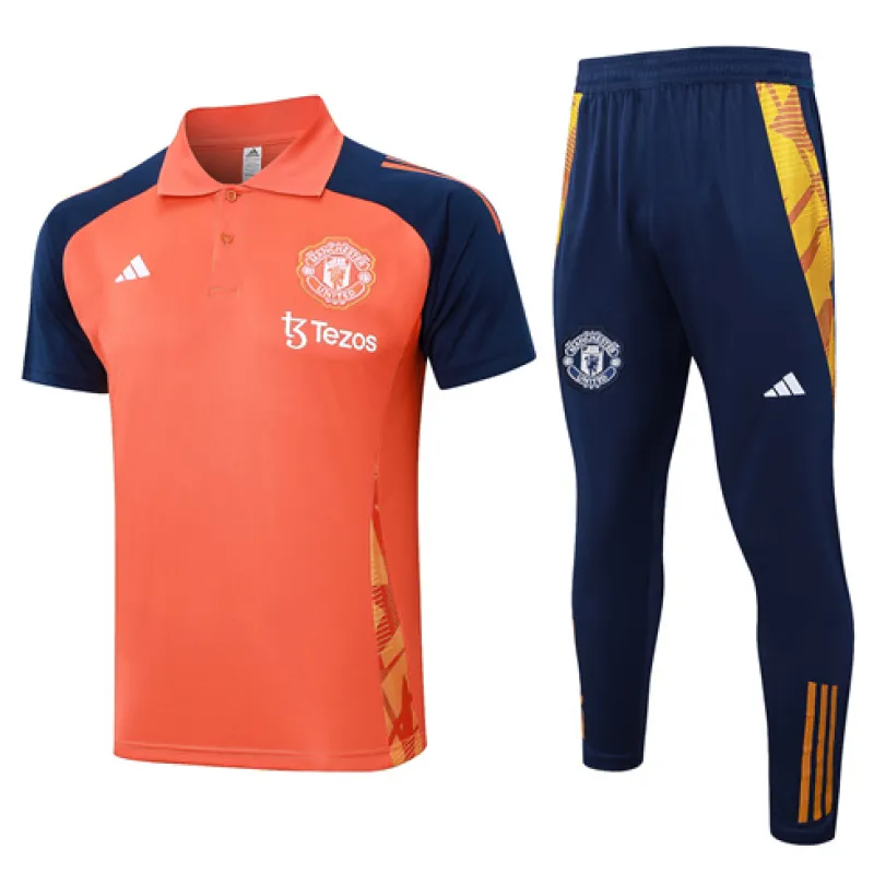 Manchester United Training Polo Shirt + Pants 2024/25 Orange