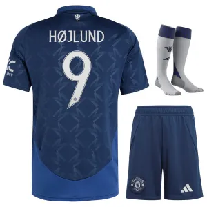 Højlund Manchester United 2024/25 Away Kids' Jersey Set - Blue