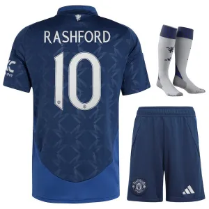 Rashford Manchester United 2024/25 Away Kids' Jersey Set - Blue