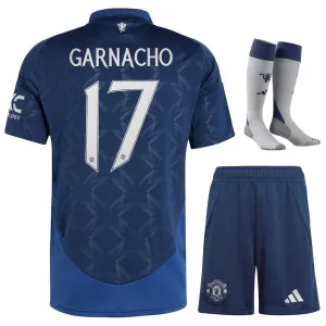 Garnacho Manchester United 2024/25 Away Kids' Jersey Set - Blue