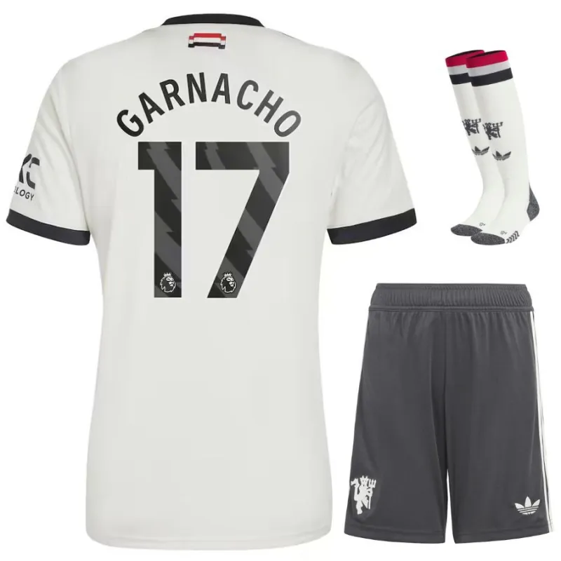Garnacho Manchester United 2024/25 Kids' Third Jersey Set - White